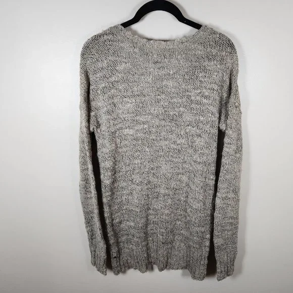 American Eagle Tunic Sweater Womens Beige Deep V Neck Knit Cottagecore Y2K New - Picture 8 of 15